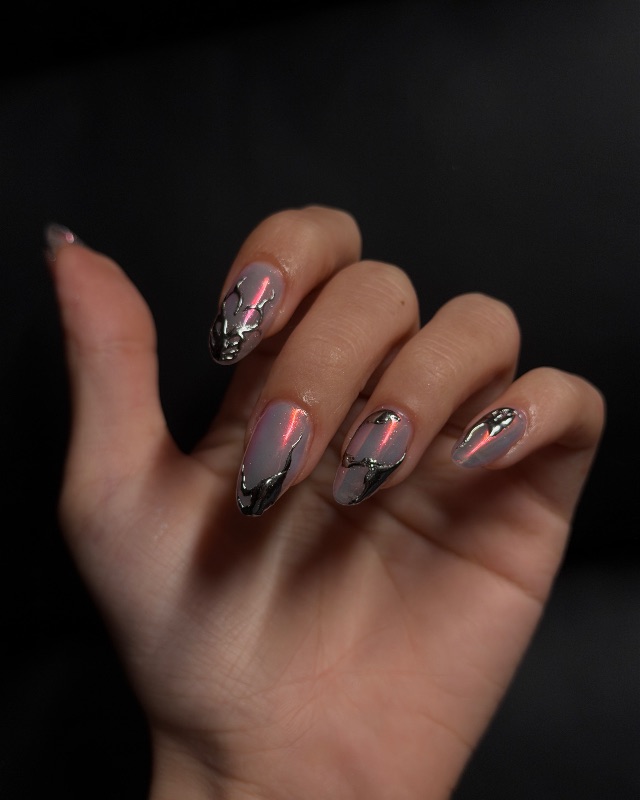 雷射金屬液美甲，美甲作品
