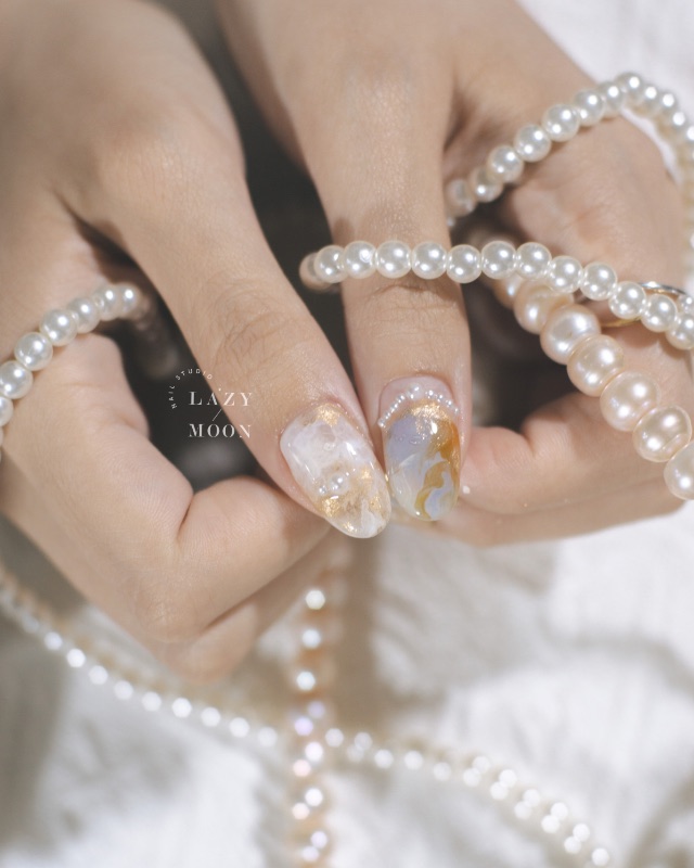 Amber blue scene｜琥珀藍場景，美甲作品照片 2