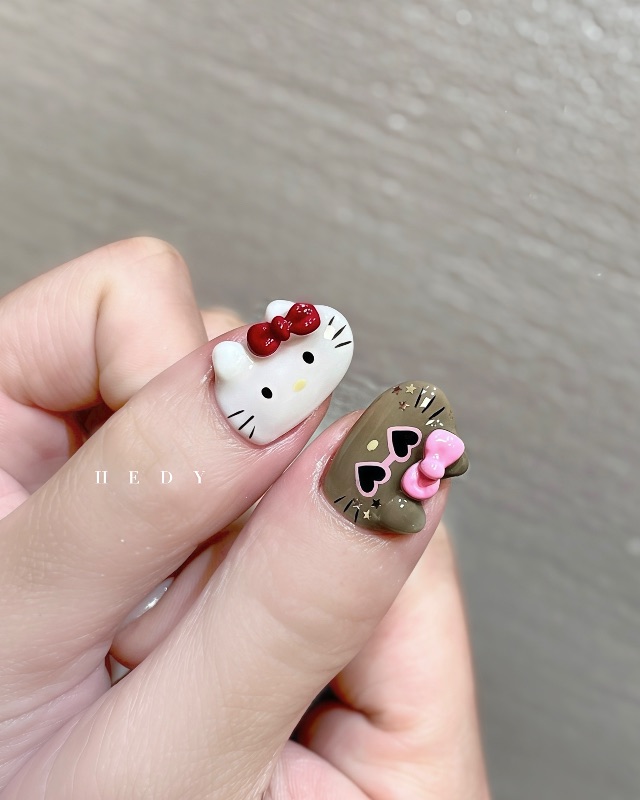 ₍^. .^₎♡ Hellokitty,美甲作品