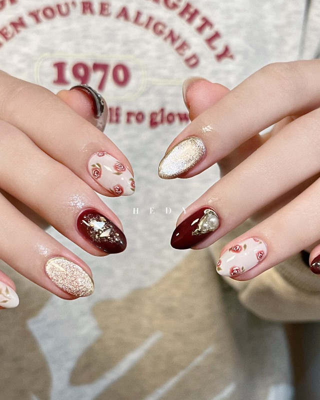 微醺玫瑰🥀，美甲作品照片 2
