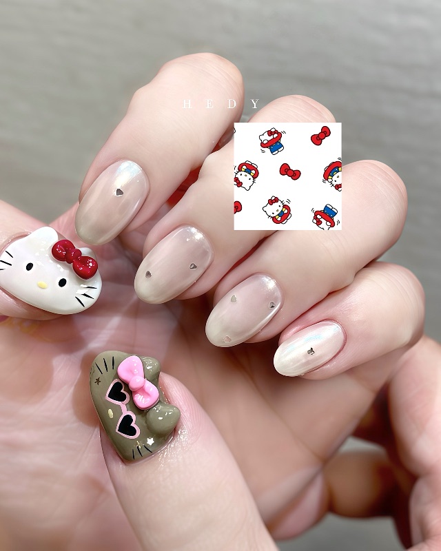 ₍^. .^₎♡ Hellokitty，美甲作品照片 2