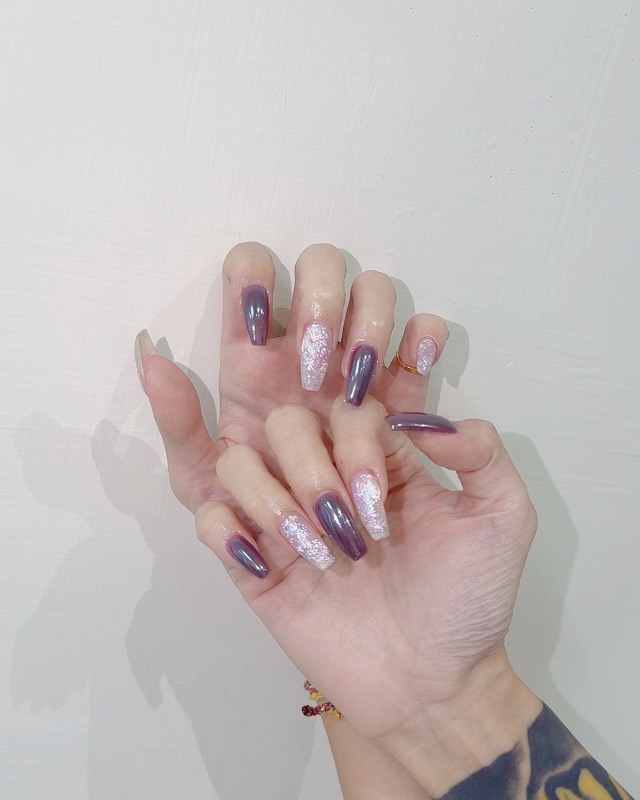 紫紫醋酸美甲，美甲作品