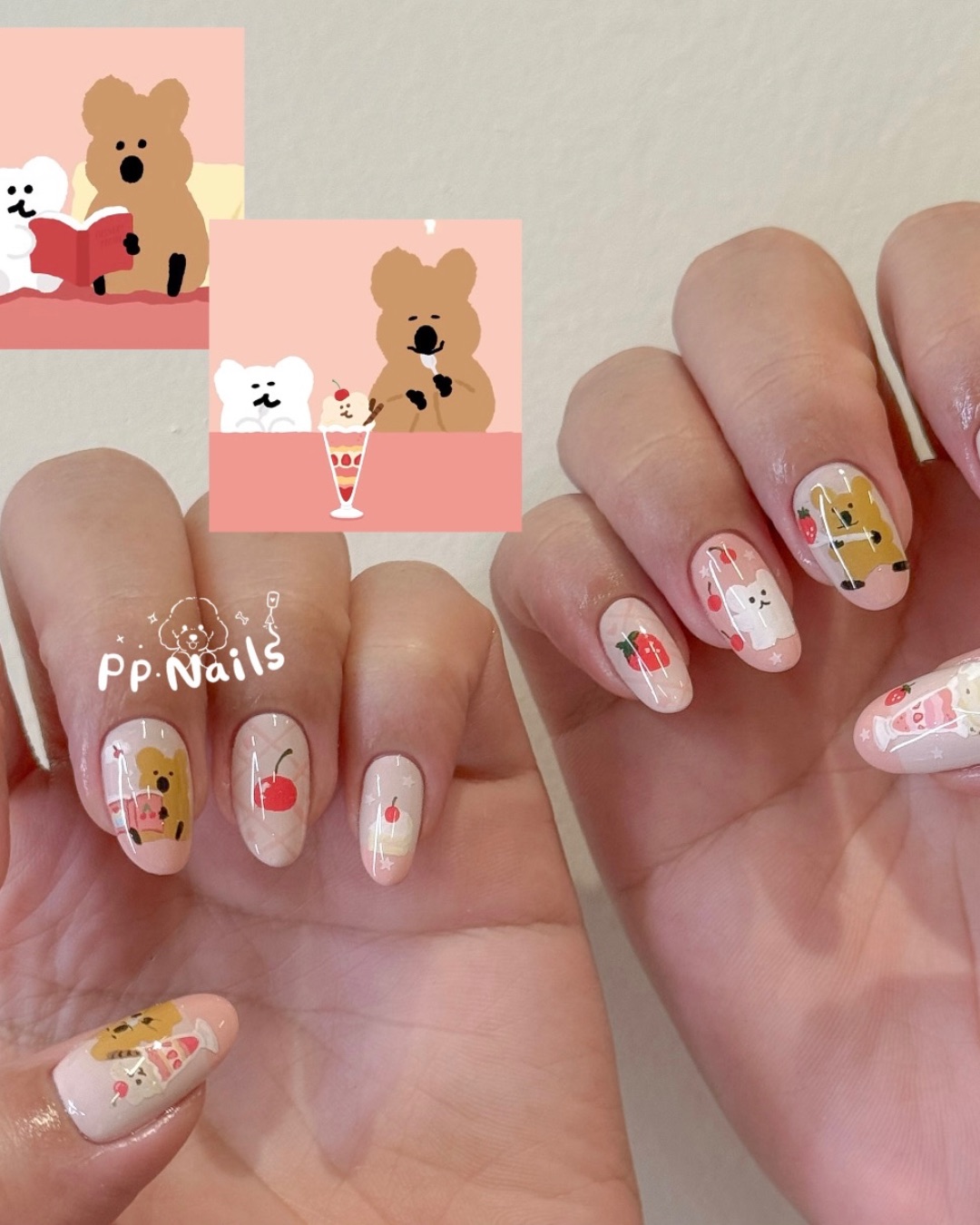 🍓矮袋鼠，美甲作品