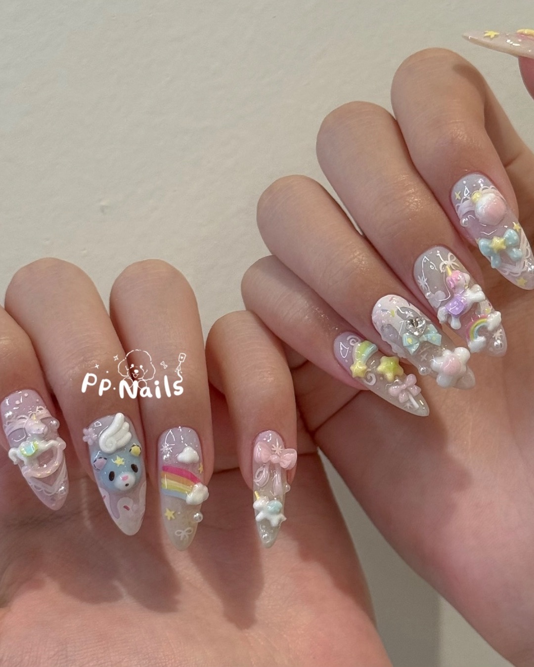 雙子星，美甲作品