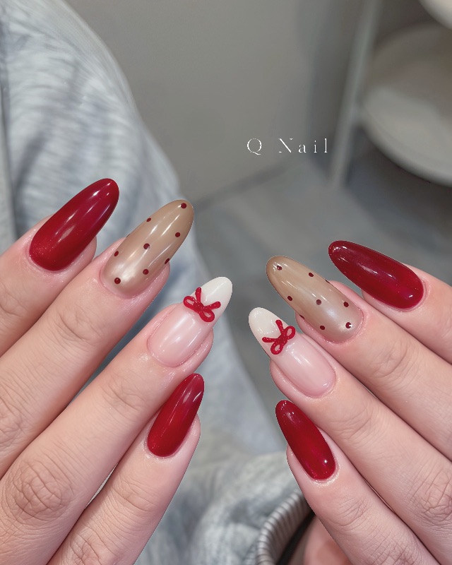 酒紅甜心🍷，美甲作品