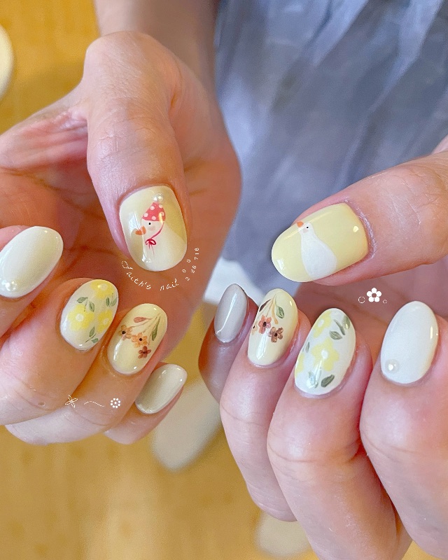 超級卡哇伊的鴨鴨，美甲作品