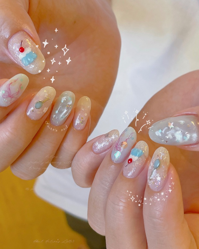 清涼消暑的冰淇淋，美甲作品照片 2