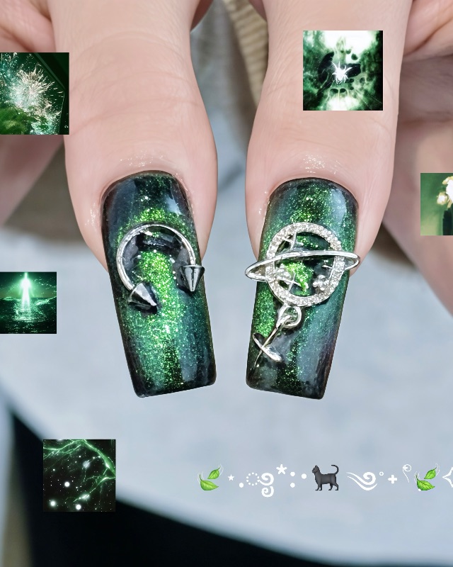 綠色眼睛的另一個世界🧝🏻‍♀️，美甲作品照片 3