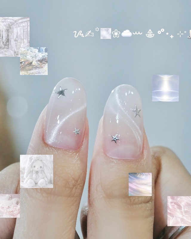 絲帶星光✨，美甲作品照片 2