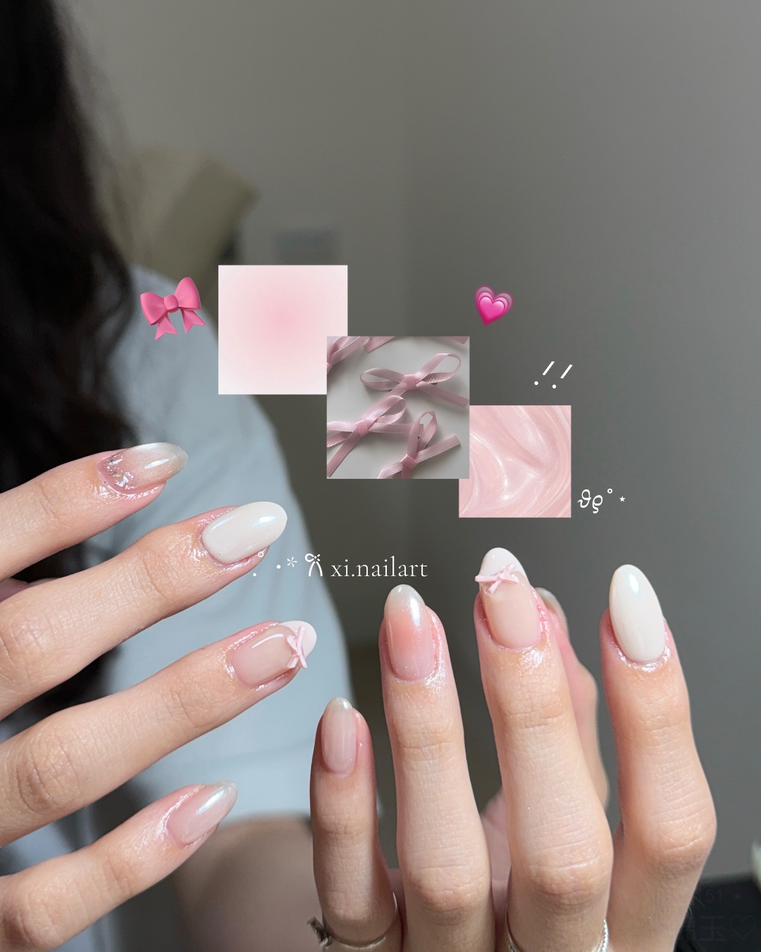 溫柔蝴蝶結🎀˖ ࣪⊹，美甲作品