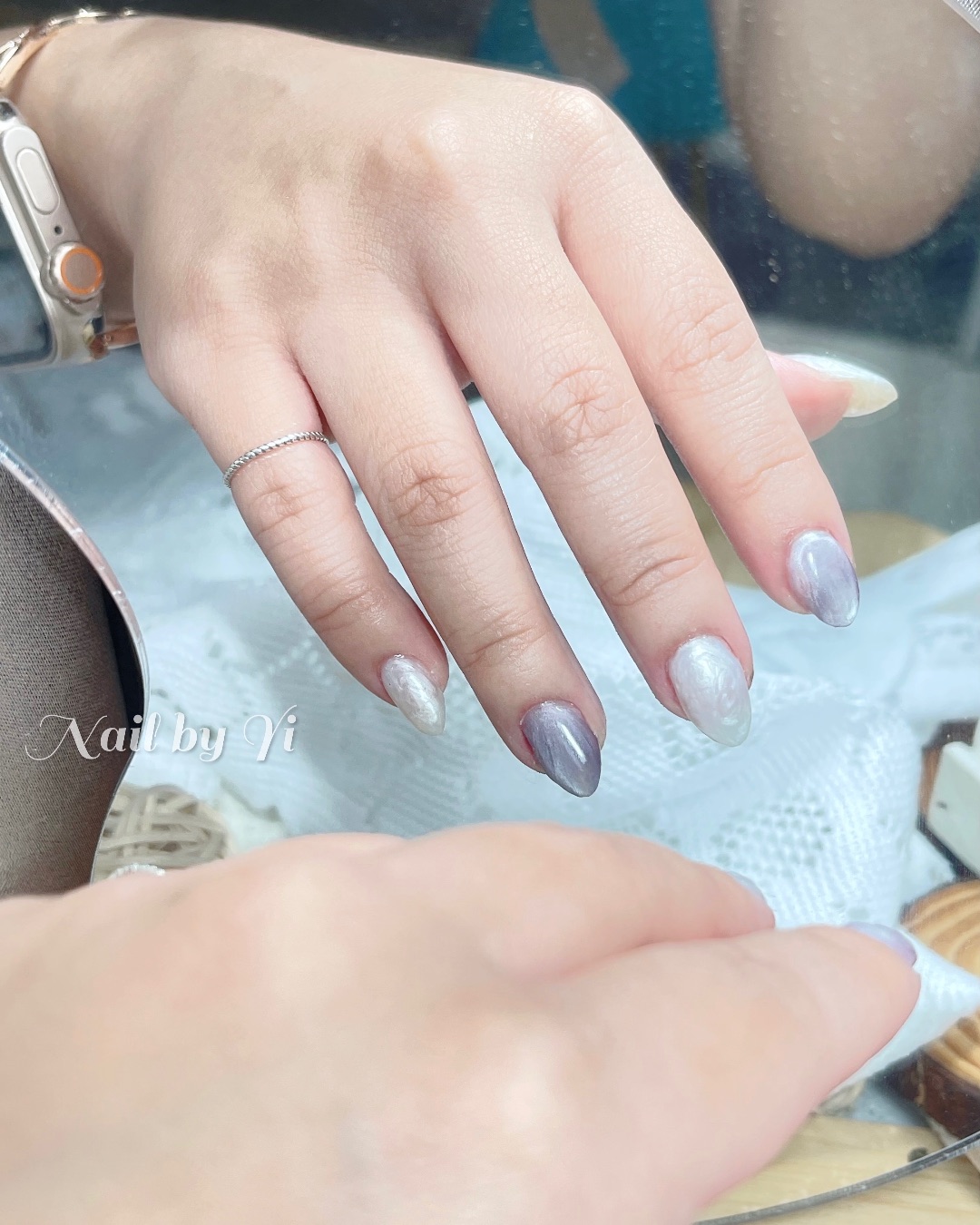 紫光貓眼x珍珠母貝，美甲作品