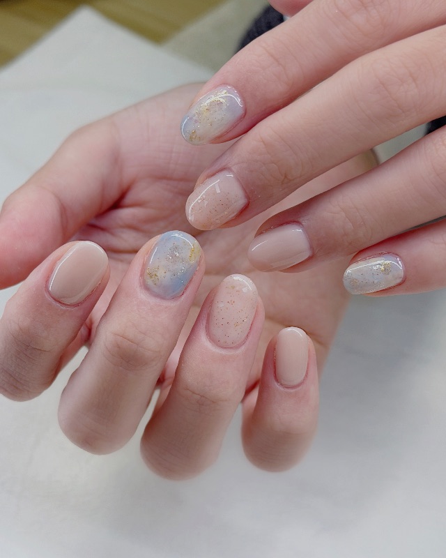 霧藍拾光，美甲作品