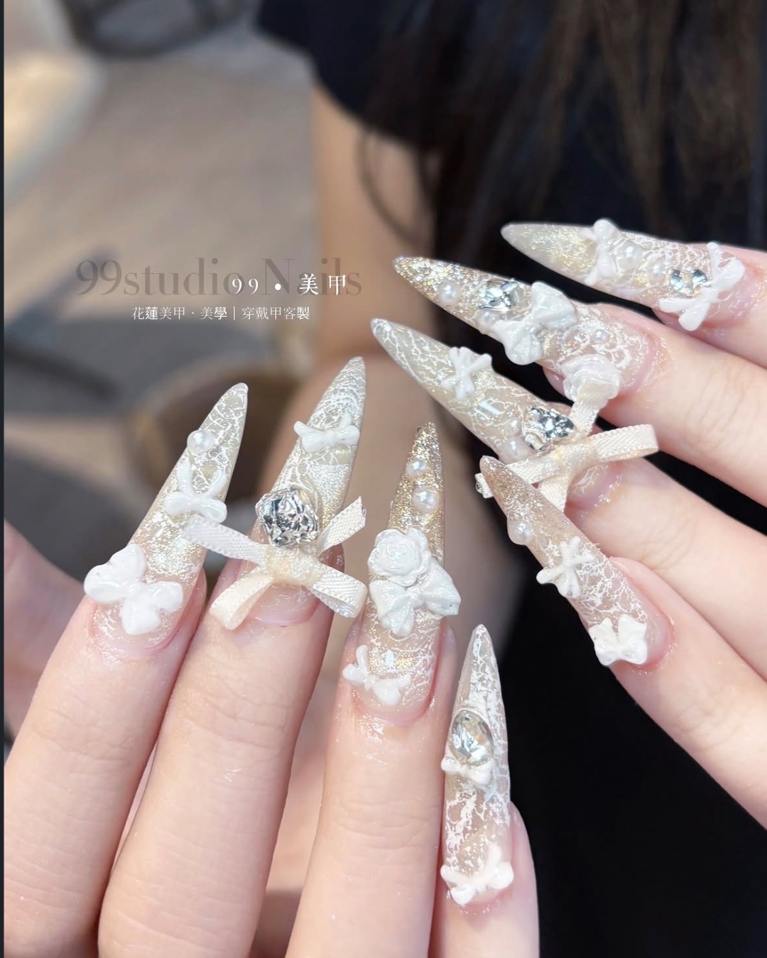 夢幻蕾絲，美甲作品