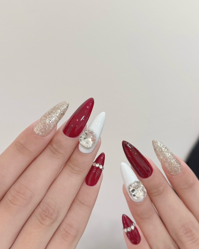 復古紅色系美甲，美甲作品