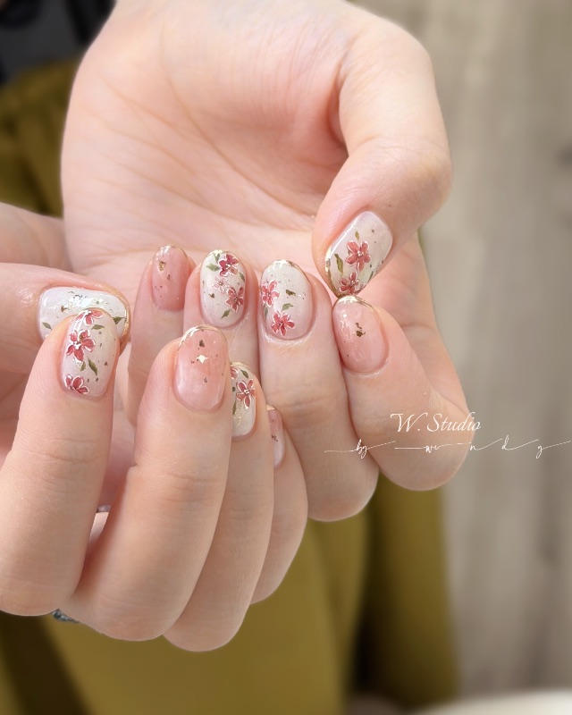 ㅣ復古小櫻花🌸，美甲作品照片 2