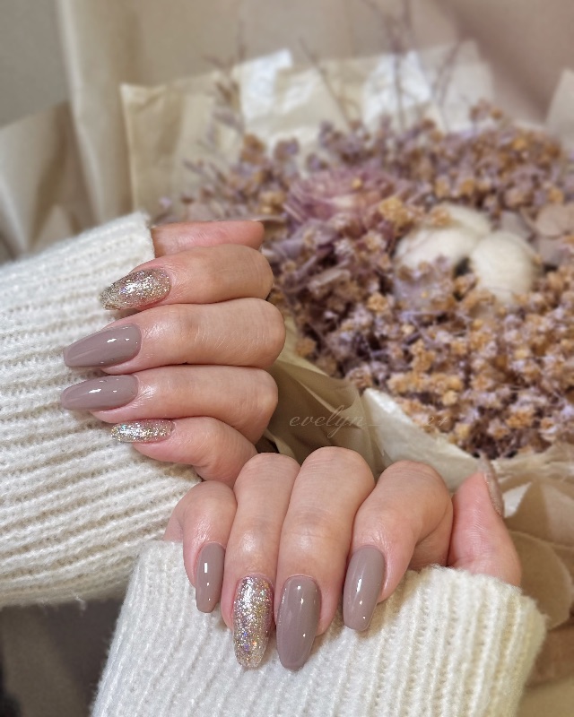 奶茶碎金，美甲作品