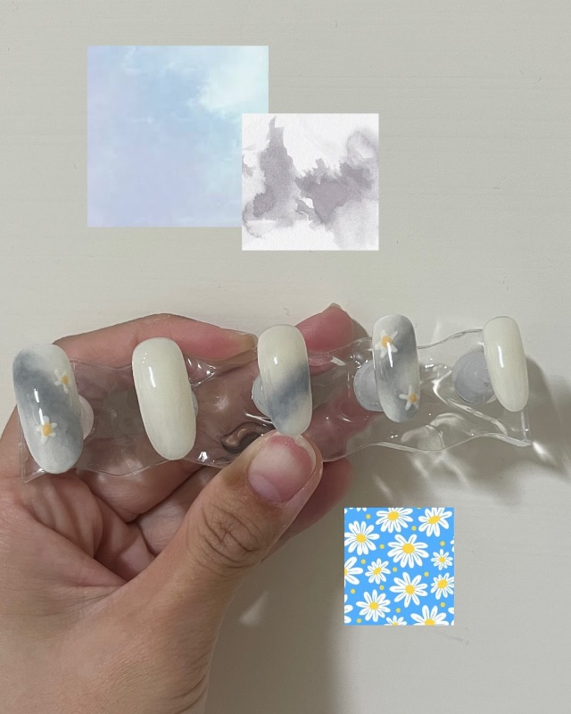 雛菊暈染🌼，美甲作品