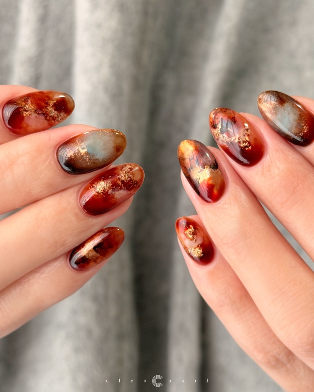 紅琥珀,美甲作品