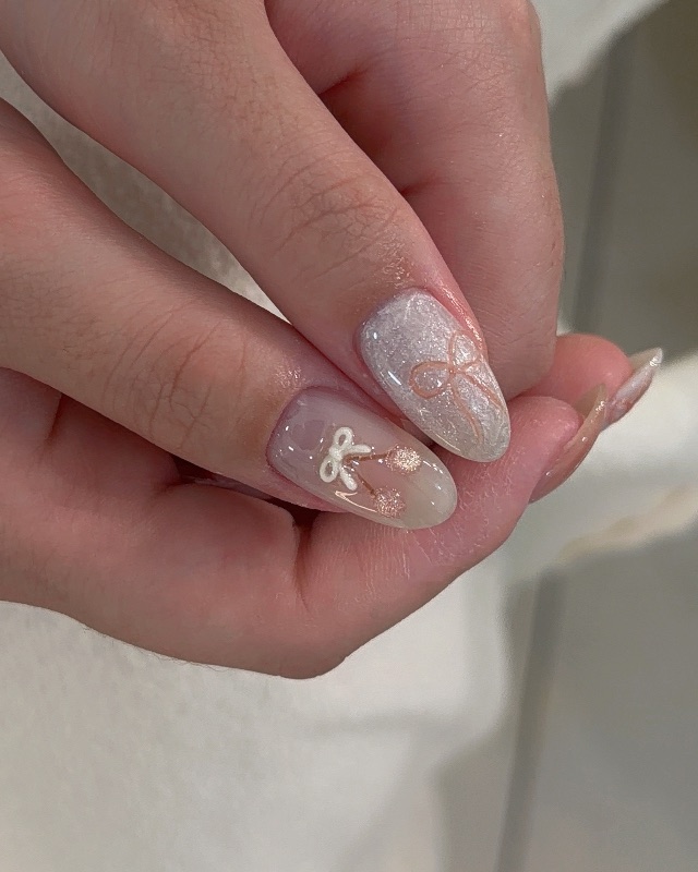 蝴蝶櫻桃貓眼造型，美甲作品照片 2