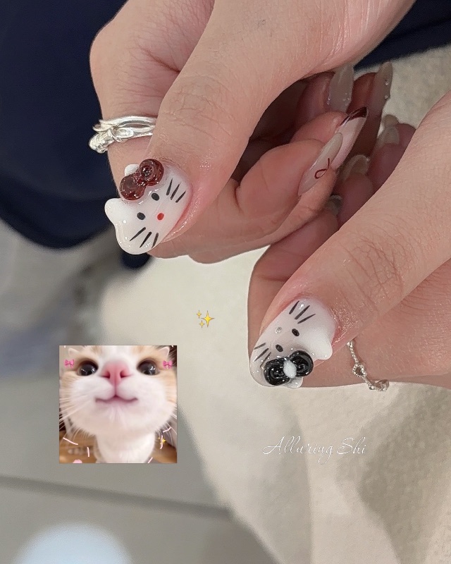 ≽^• ˕ • ྀི≼ ੭ Hello Kitty，美甲作品