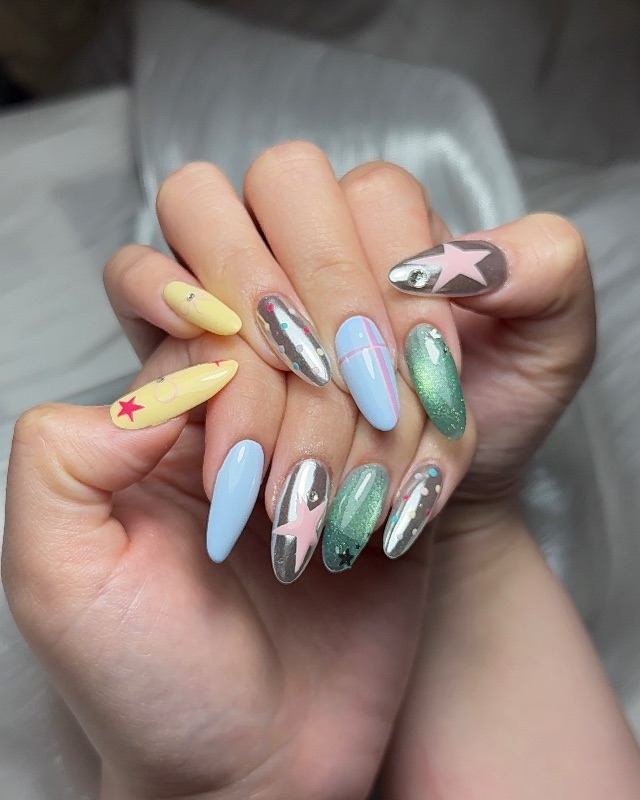 夏日多巴胺，美甲作品