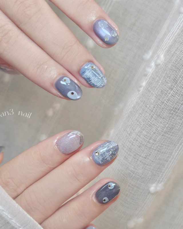 💙⋆⁺₊✧👀🫧，美甲作品