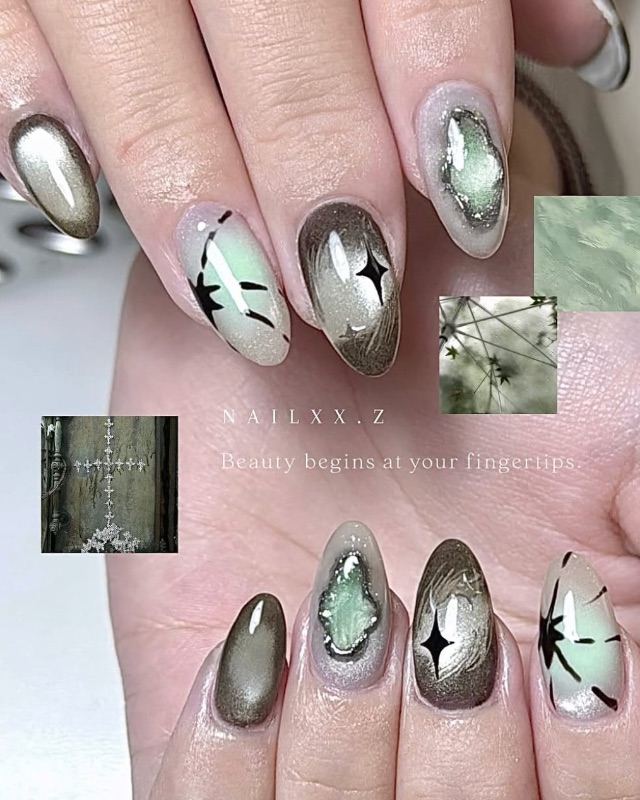 綠寶石,美甲作品