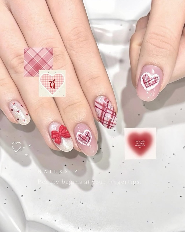 奶油愛心♡,美甲作品