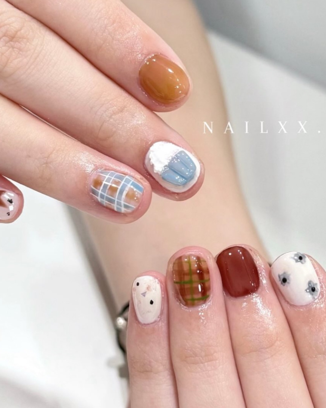 美拉德小蛋糕🧁，美甲作品