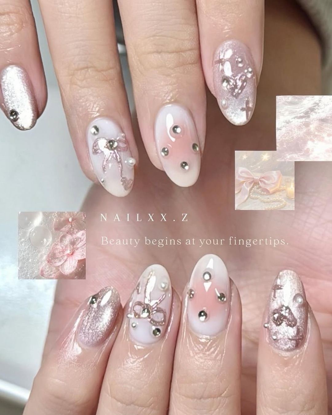 粉色戀人，美甲作品