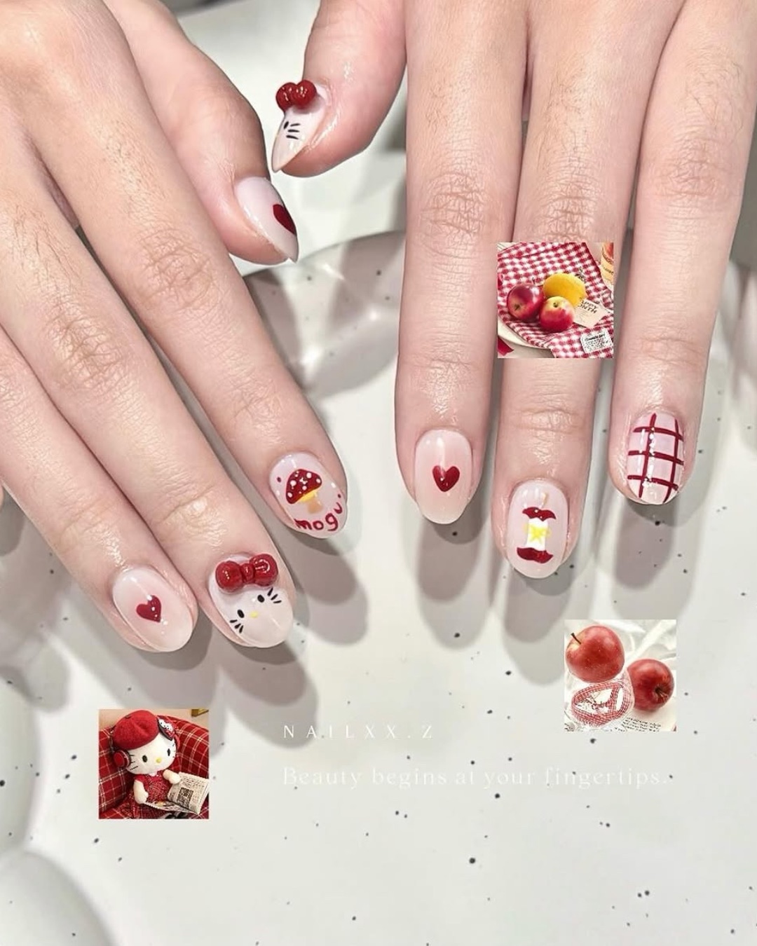 kitty🍎，美甲作品