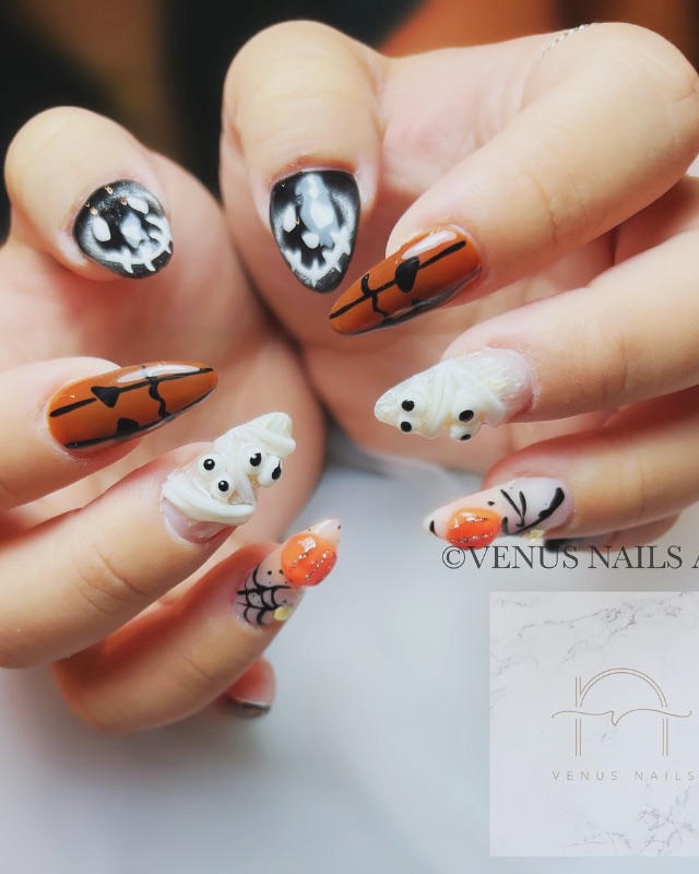 萬聖節🎃手繪+立體造型，美甲作品