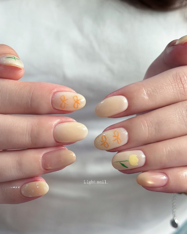 奶油鬱金香🧈，美甲作品照片 2