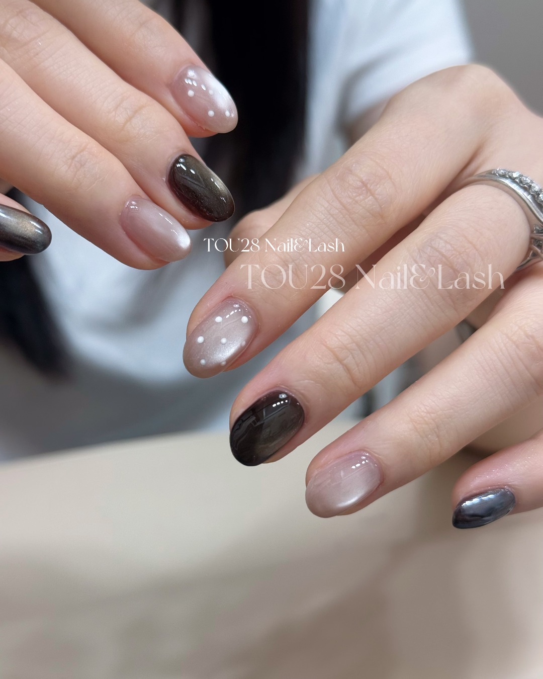 月夜波點，美甲作品