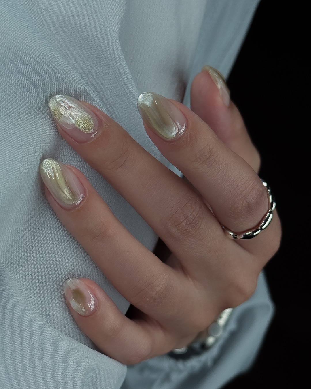 亮金晶，美甲作品