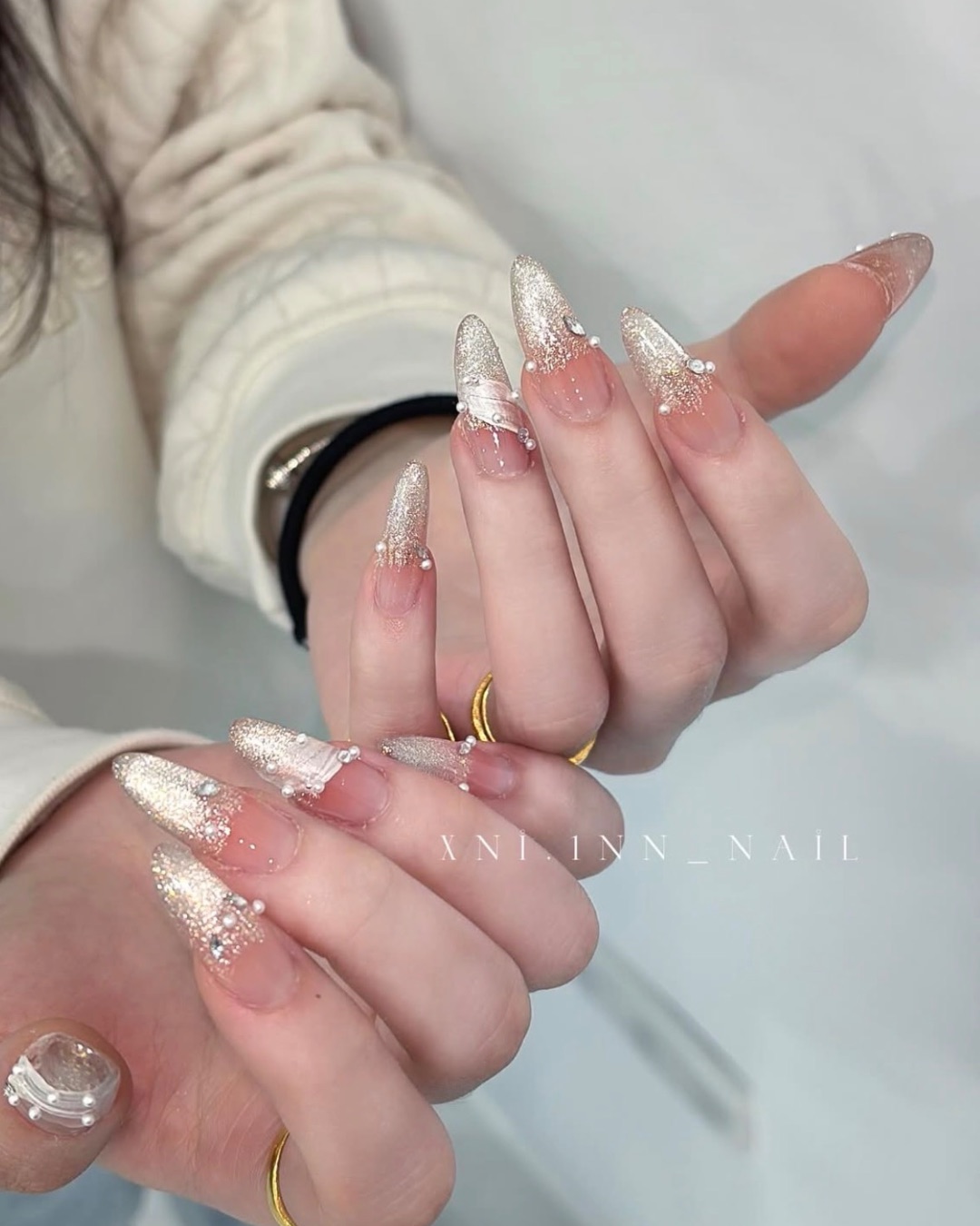 腮紅緞帶造型款，美甲作品