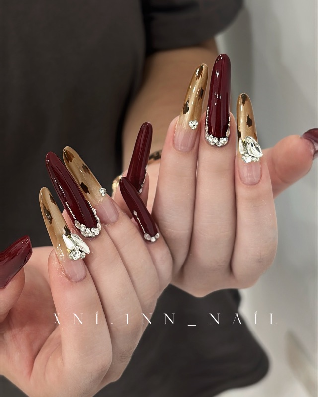 貓眼豹紋款鑽款，美甲作品