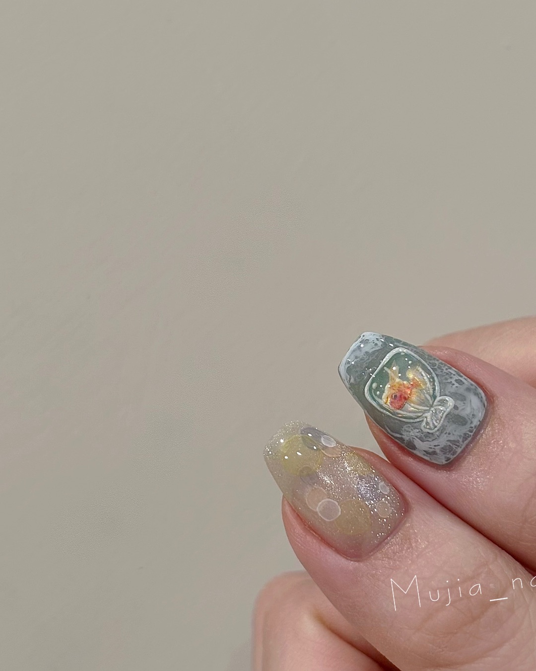 金魚泡泡，美甲作品
