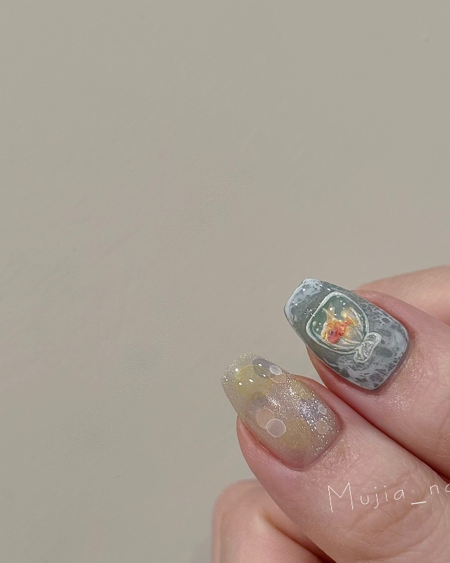 金魚泡泡，美甲作品
