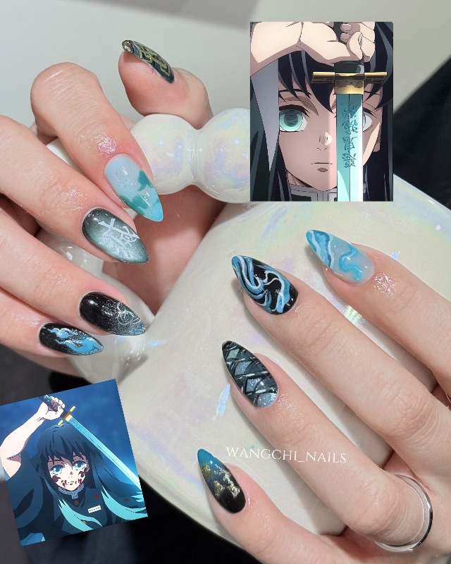 全手繪鬼滅之刃，美甲作品