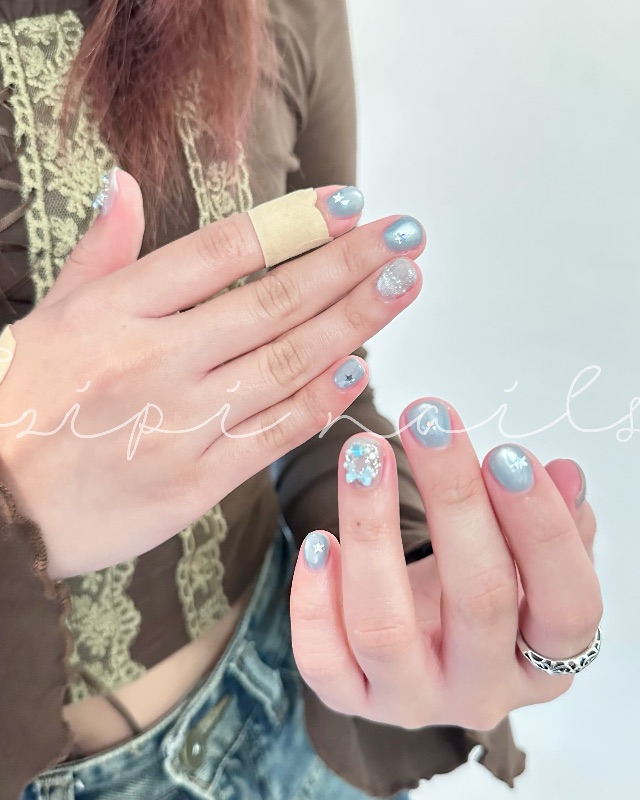 藍色聖誕花圈💙，美甲作品