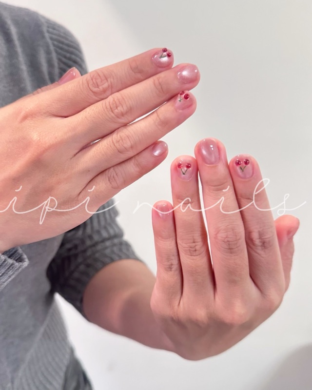 簡約小櫻桃🍒，美甲作品