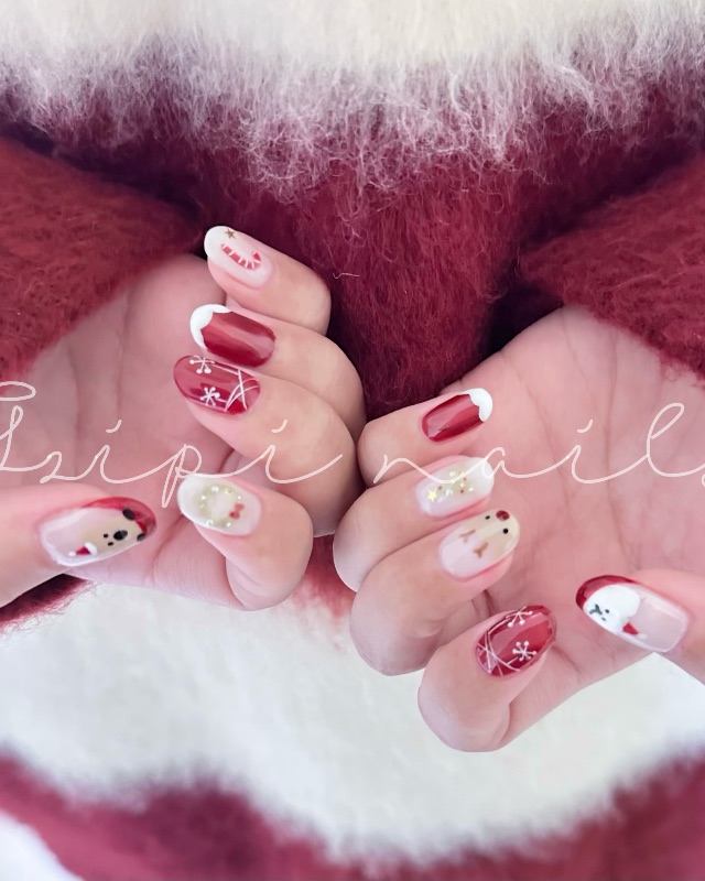 聖誕10指造型甲🎄，美甲作品照片 2