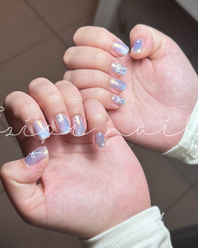 輕羅粉貓眼，美甲作品